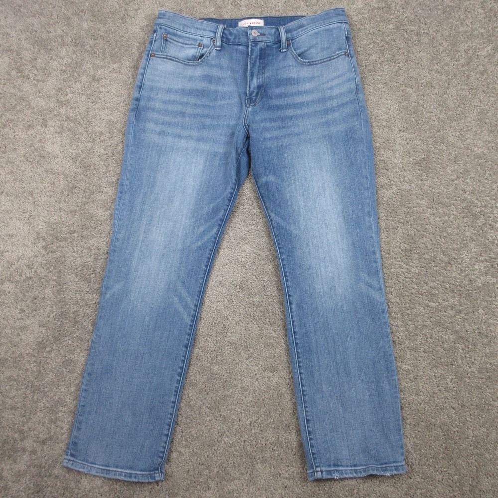 Lucky Brand Jeans Mens 34x30 Blue 223 Straight Faded Whiskering Flex Denim Pants